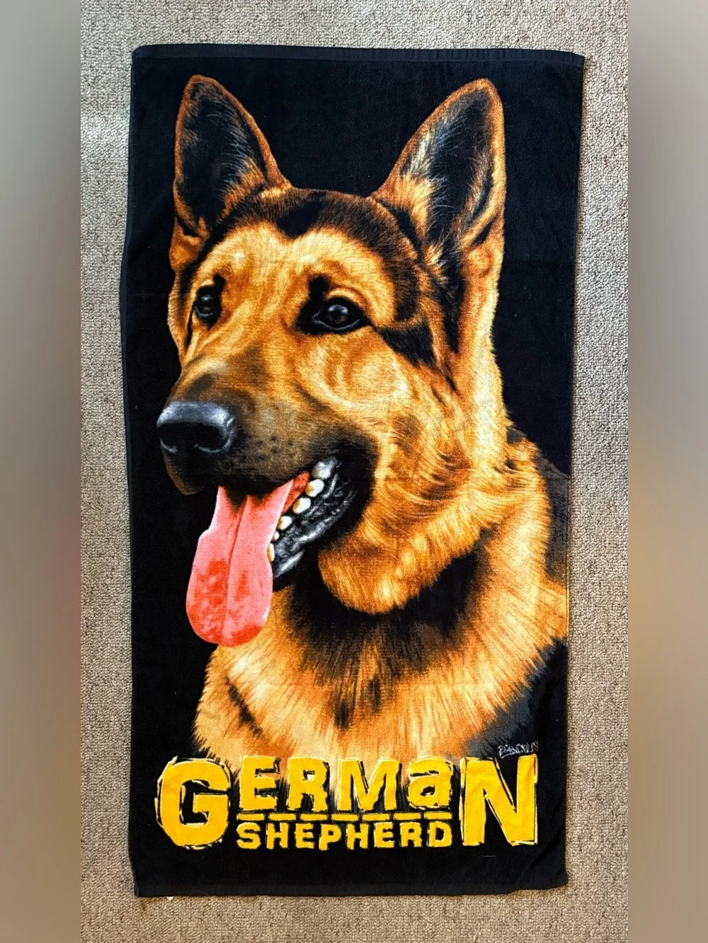 German Shepherd Beach Towel 31x56 Black Cotton Dog Island Gear Bath Pool Towel